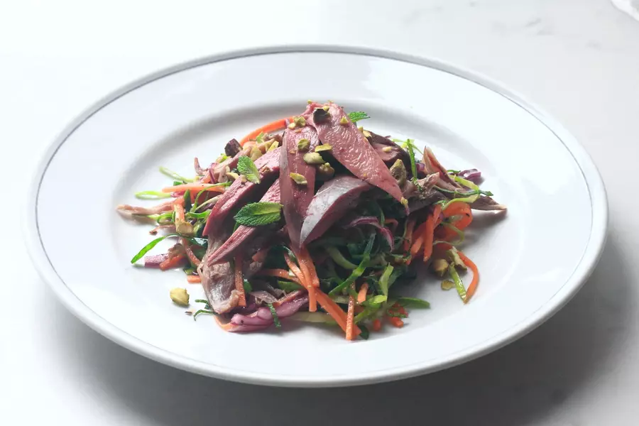 Grouse with Red Cabbage and Pistachio Salad image