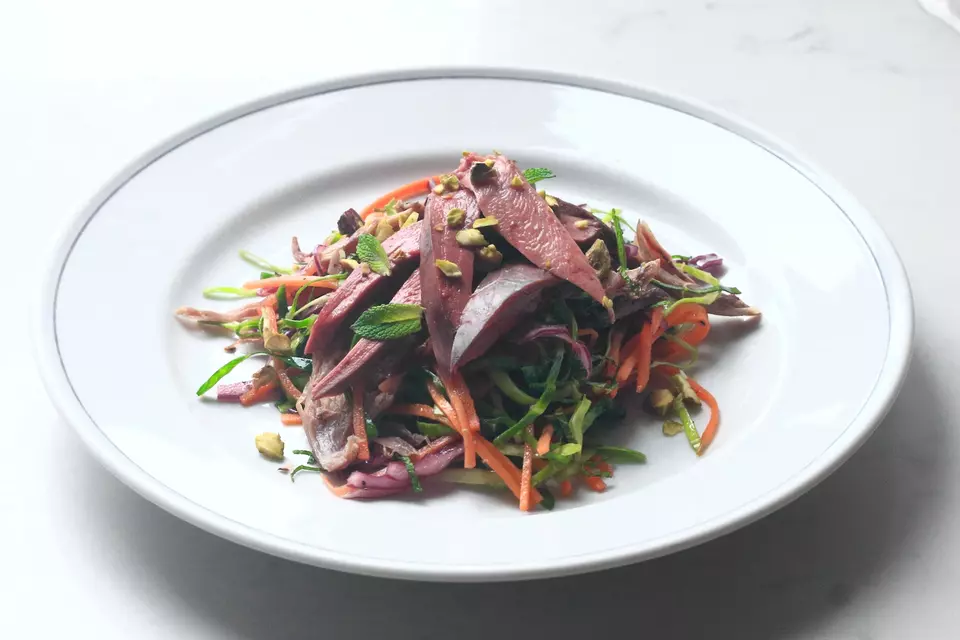 Grouse with Red Cabbage and Pistachio Salad image