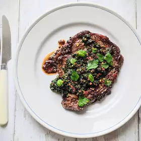 Steak with Black Olive Chimichurri image