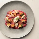 Beetroot Cured Salmon with Creme Fraiche image