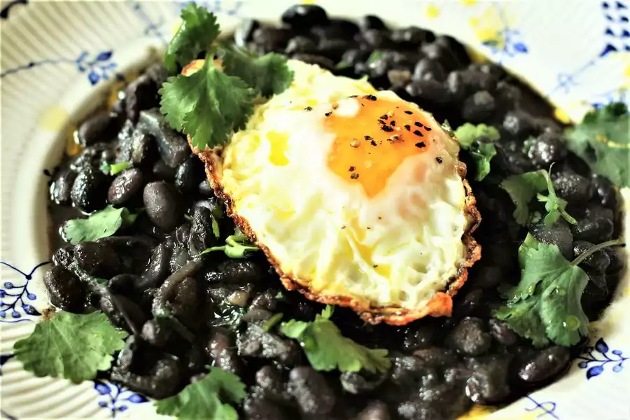 Crispy Fried Egg and Black Beans image