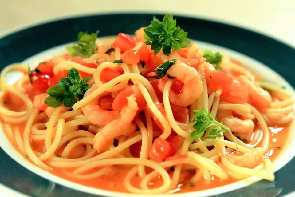 Tomato Concasse and Prawn Spaghetti image